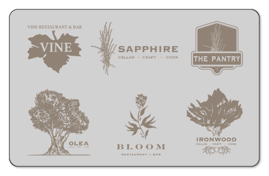 Ironwood logo, vine logo, olea logo over black background